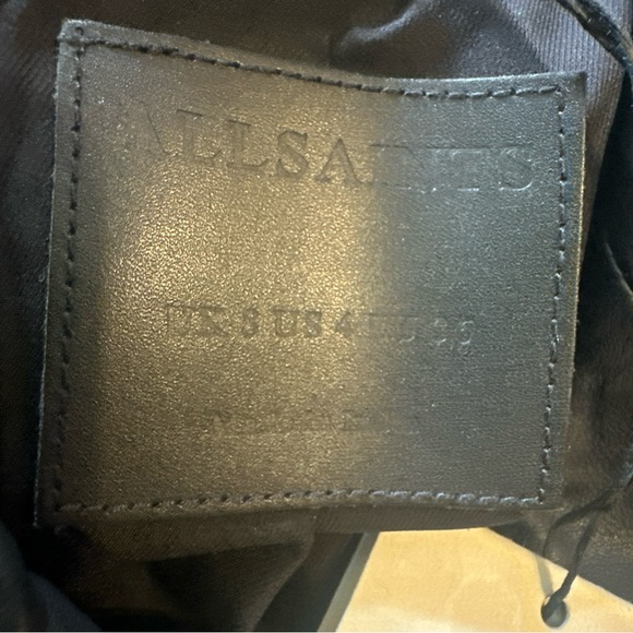 All Saints (NWT $529) Dalby Leather Biker Jacket in Dark Navy Size US 4 UK 8 - Picture 9 of 13